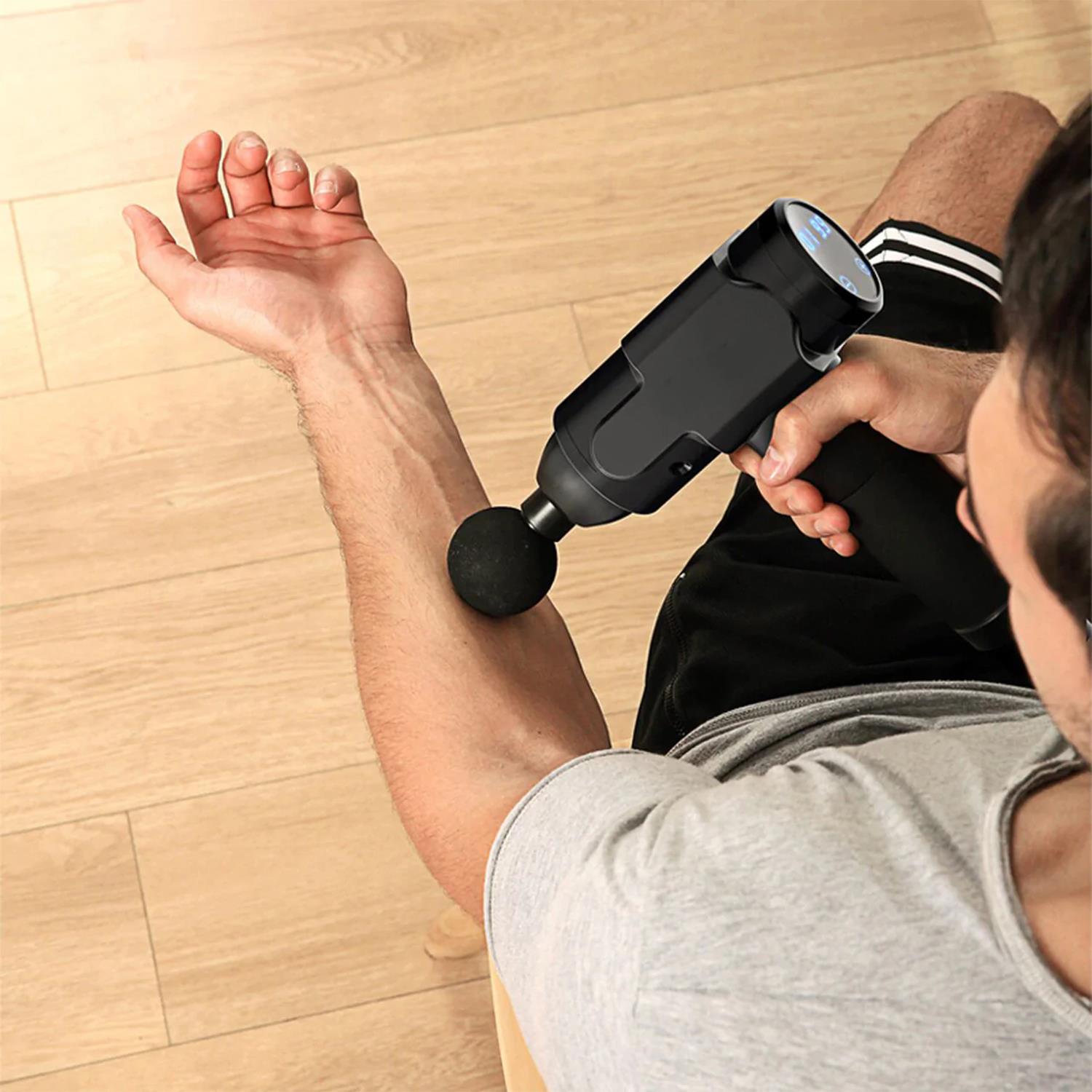Gymcline Massage Gun w/ 2500mAh Battery, 20 Speed Modes & LCD Touch Screen, Grey