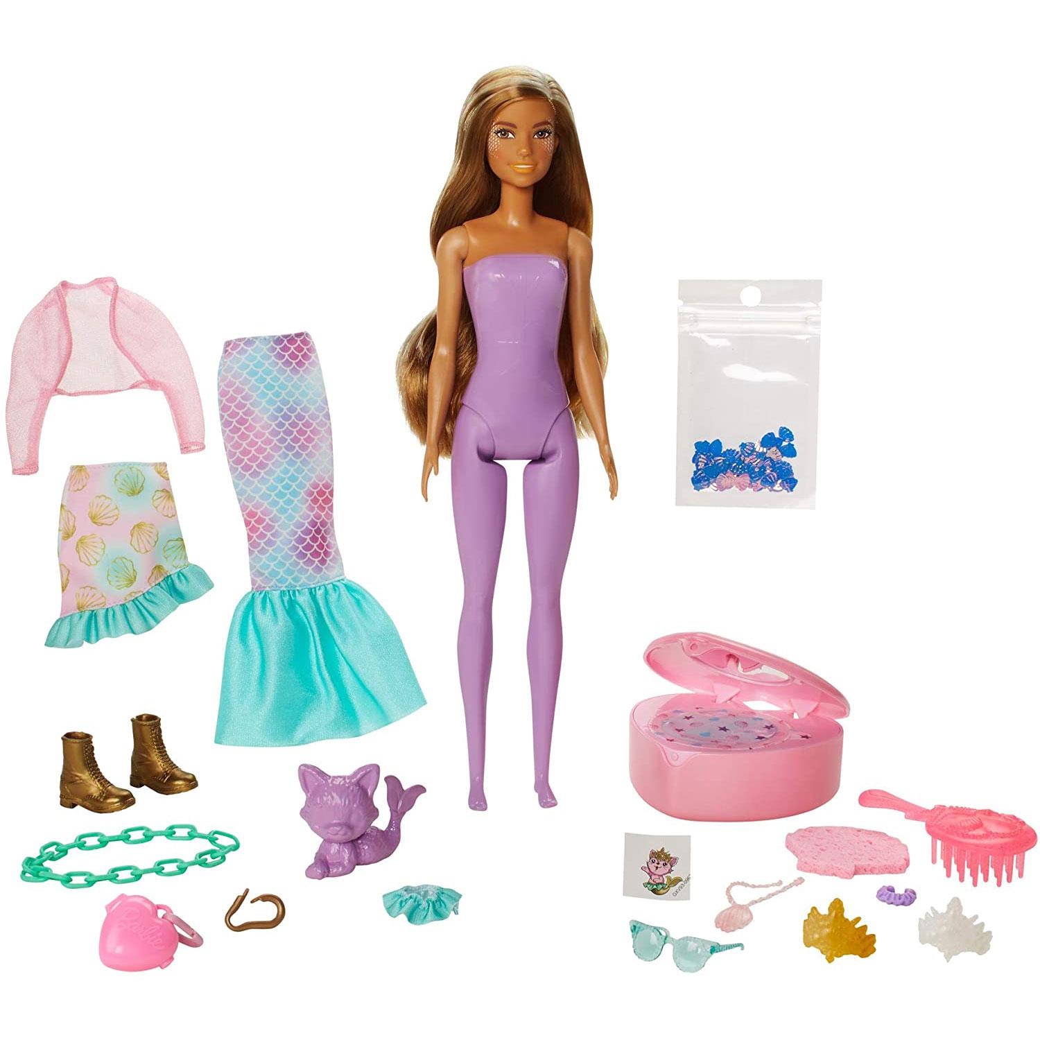 Barbie Doll Colour Reveal Peel Mermaid 25 Accessories Toy Gift For KIds GXV93