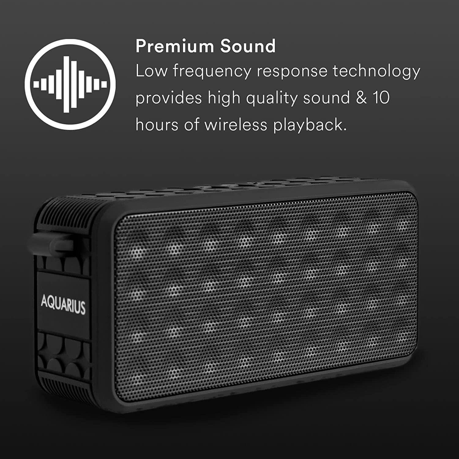 Aquarius Portable & Waterproof Bluetooth Speaker - High Quality Sound & Bass, Black