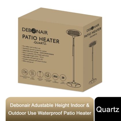 Debonair Adustable Height Indoor & Outdoor Use Waterproof Patio Heater - Quartz